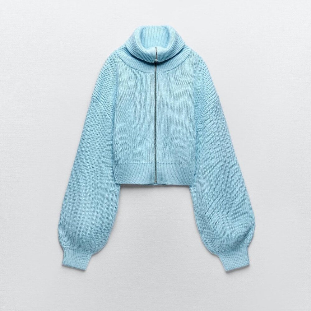 Zara balloon sleeve knit cardigan